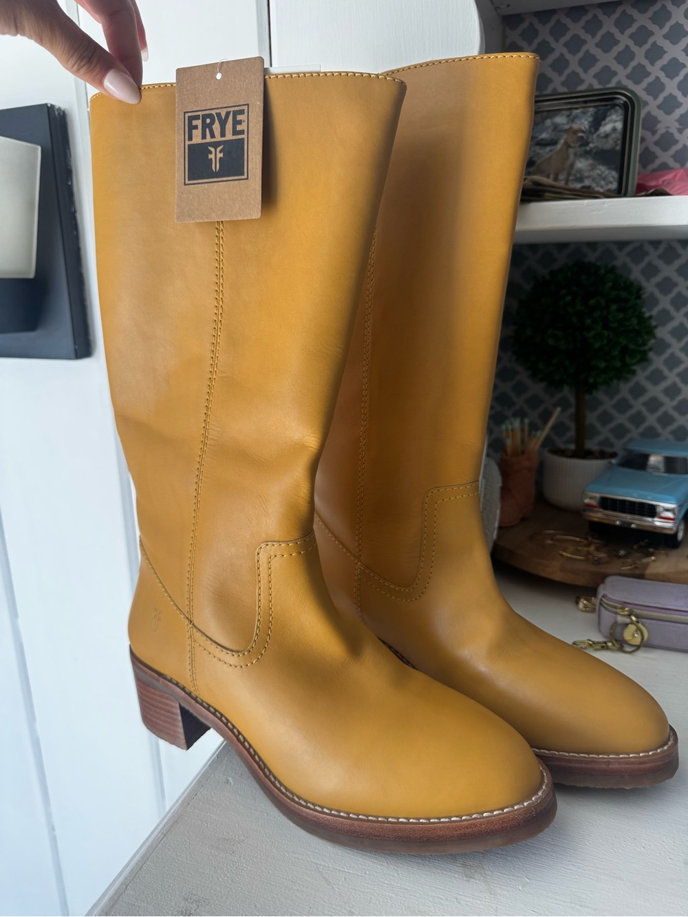 Frye Honey-Tan Leather Knee Boots